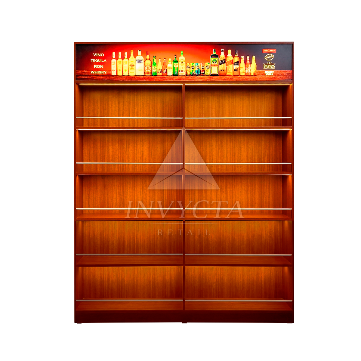 estante para licor con luces LED